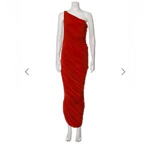 Norma Kamali Diana One-Shoulder Red Maxi Dress USA small
